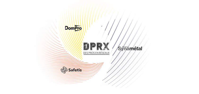 Infographie DPRX Logo DPRX, DomPro, Synamétal et Safetis